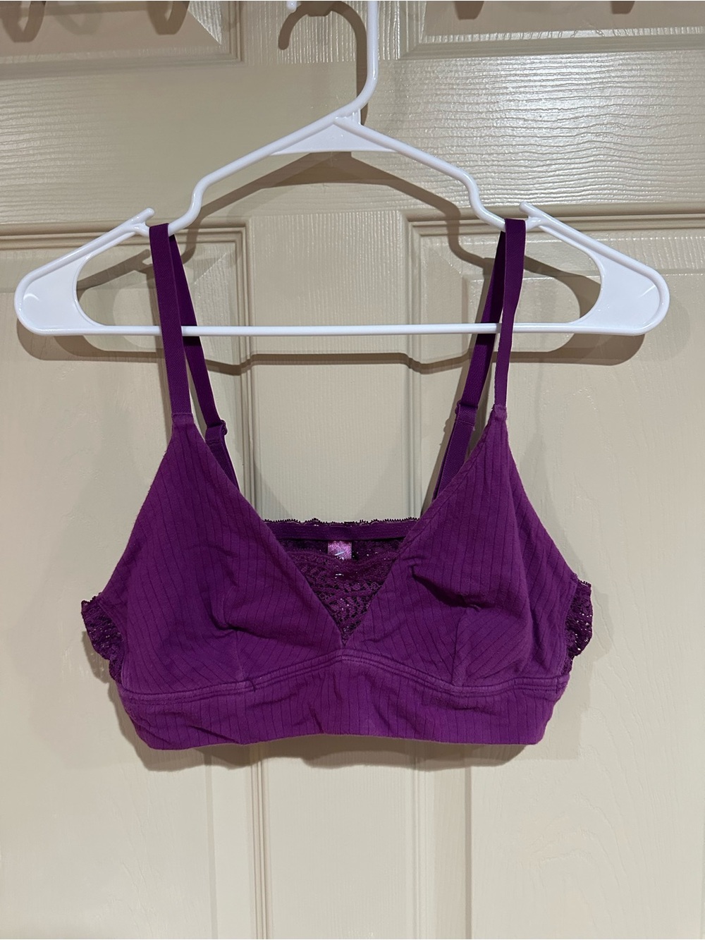 Adore Me Plum Ribbed Lace Bralette
